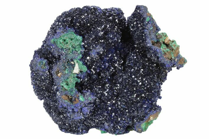 Sparkling Azurite Crystals on Fibrous Malachite - China #231808